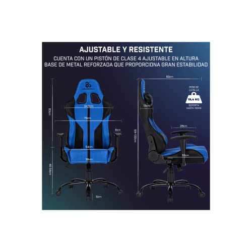 Horus Zephyr - Sedia da gaming con design ergonomico, realizzata in tessuto, reclinabile a 180 gradi e disponibile in 9 colori diversi, colore blu scuro - Sedia gaming - Immagine 4