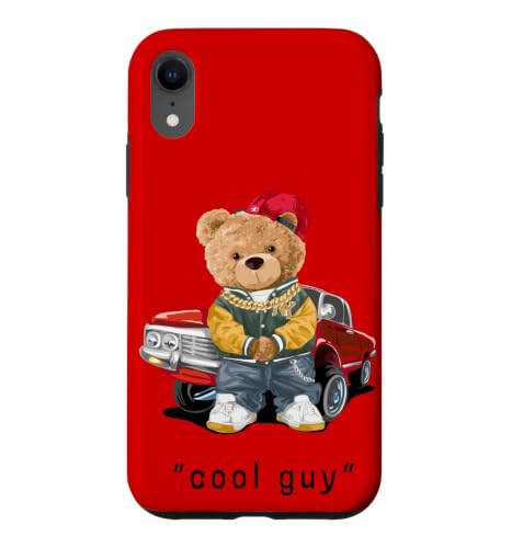 Cool Teddy Bear Vintage Car Guy Cartoon Graphic Designs Fun �X�}�z�P�[�X iPhone XR �p