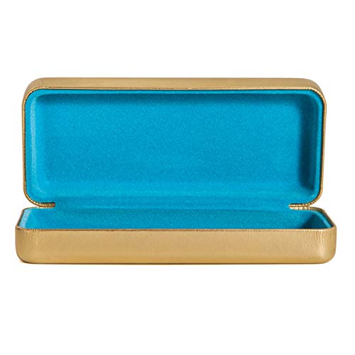 Image of TRIUMPH VISION Sunglasses Case Hard Shell Glasses Case Eyewear Eyeglasses | Sunglass Eyeglass Hard Case for Women and Men Metal PU Leather Lined Storage with Microfiber Cleaning Cloth Protection