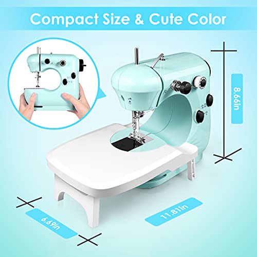 Sewing Machine, Mini Sewing Machine for Beginner with Eco-Friendly Material, Dual Speed Portable Sewing Machine with Extension Table, Light - Easy to Use, Best Gift for Kids and Women, Space Saver - Thumbnail 4