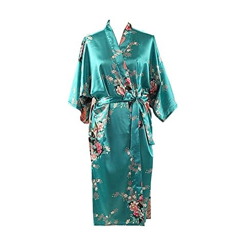 Max Hsuan Ladies Plus Satin Kimono Robe Cover