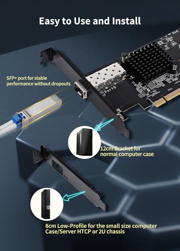 Image of NICGIGA 10Gb SFP PCI-e Network Card, Intel 82599(X520-DA1) Controller, 10Gbps Ethernet Adapter, 10Gbe SFP+ Port, 10G NIC Card, Support Windows /Windows Server /VMware