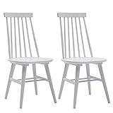 DUHOME Dining Chairs Set of 2, Wood Dining Room Chair Slat Back Kitchen Room Chair Windsor Chairs, White