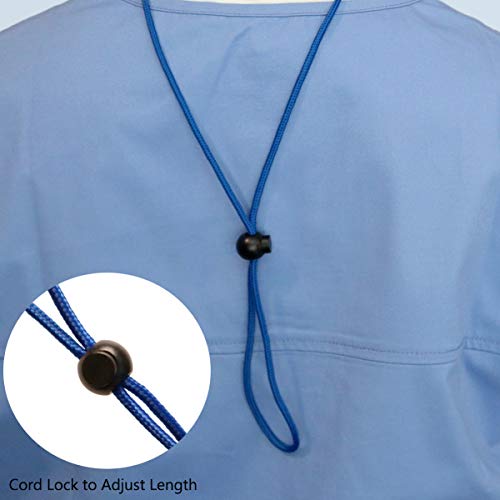 2 Pack - Adjustable Length Face Mask Lanyard - Handy & Convenient Safety Mask Holder & Hanger - Comfortable Around The Neck Facemask Rest & Ear Saver - Easy On & Off by Specialist ID (Royal Blue)