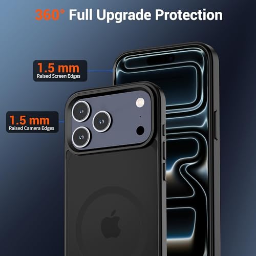Image of iPhone 17 Pro Max Magsafe Hard Back Case | Matte Design & 360 Protection | Military-Grade Apple iPhone 17 Pro Max Cover | Strong Magnet Back - Black