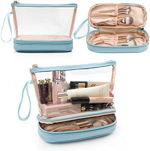 Ethereal Clear Makeup Bag, Small Cosmetic Bag Travel Makeup Bag for Women Sierra Blue Makeup Organizer Bag Portable Tote Bag