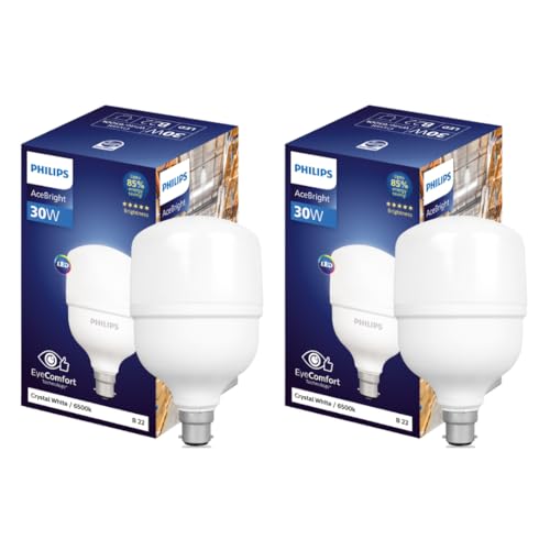 Philips 30 - watt LED Bulb | AceBright High Wattage LED Bulb | Bulb Base : B22, Light Bulb for Home | Colour : Cool Day Light, Pack of 2