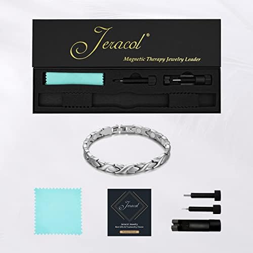 Jeracol Titanium Magnetic Bracelets for Women Bracelets Titanium Magnetic Brazaletes with 3500 Gauss Magnets Adjustable Wristband with Removal Tool & Jewellry Gift Box