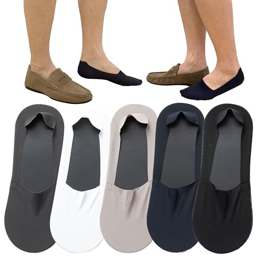 5 Pairs No Show Socks for Men Size 10-13, Invisible Ice Silk Boat Socks Men