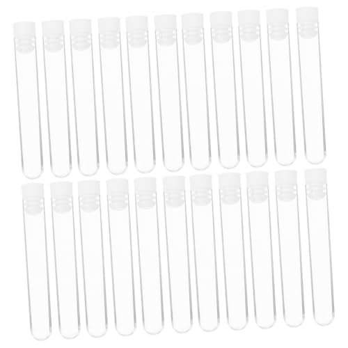 KICHOUSE 50pcs Lotion Bottle Spices Tube Small Laboratory Bottle Large Test Tube Medical Test Tube Test Tubes with Caps Lab Test Tube Clear Container with Lid Chemistry Test Tube Lab Tubes