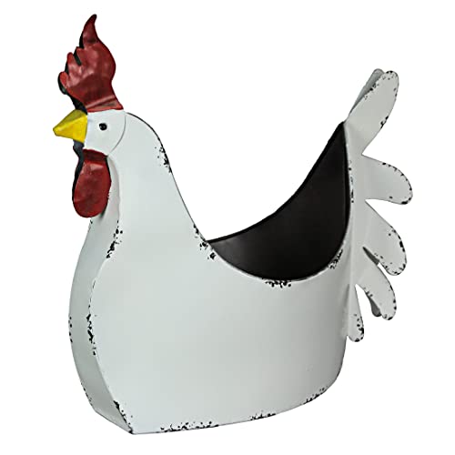 Zeckos-Rustic-White-Finish-Metal-Rooster-Planter-IndoorOutdoor-Decorative-Flower-Pot-for-Home-and-Garden-155-Inches-Long-Farmhouse-Style-Accent-Piece Zeckos Rustic White Finish Metal Rooster Planter IndoorOutdoor Decorative Flower Pot for Home and Garden 155 Inches Long Farmhouse Style Accent Piece