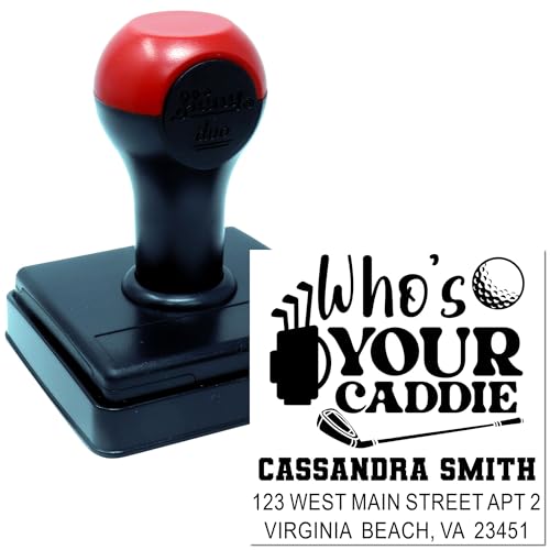 Image of Caddie Humor Design, Golf Caddie Three Line Rubber Stamp, Heritage-Made for Cards, Standard, 1-5 /8 Square Wood Handle, Enthusiasts and Collectors, Unique Crafting Tool