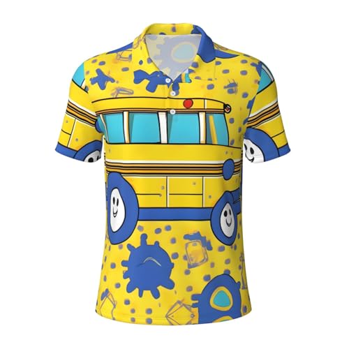 Polo imprimé bus scolaire homme anti-humidité à manches courtes