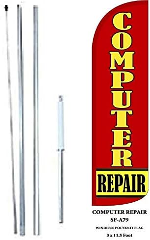 COMPUTER REPAIRE King Flag Sign With Complete Hybrid Pole set