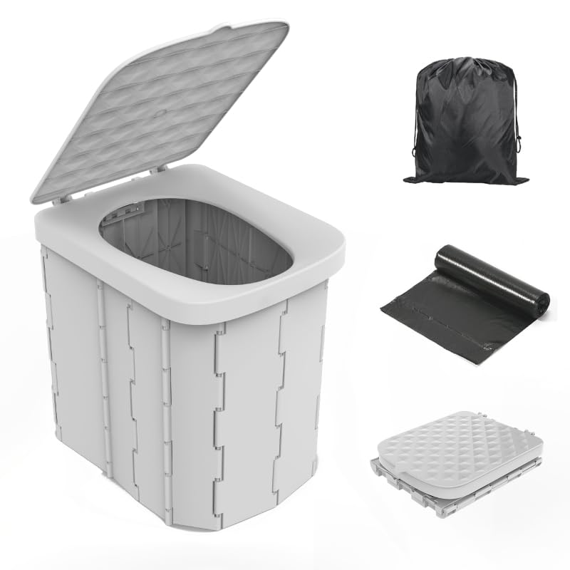 Portable Camping Toilet for Adults - Hapoon XL Portable Folding Toilet with Lid,Travel Portable Potty for Adults,Porta Potty Car Toilet