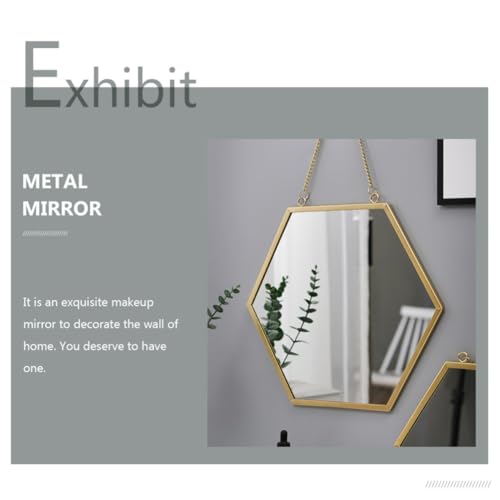 Miroir mural hexagonal métal verre de maquillage suspendu - 8