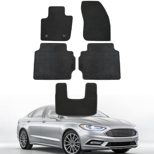 GXARTS Car Velour Carpet Floor Mats Compatible with Ford Fusion 2013 2014 2015 2016 2017 2018 2019 2020 | Front & Rear Set Carpet Floor Liners All-Weather Protection with Anti-Skid Retaining Buckle