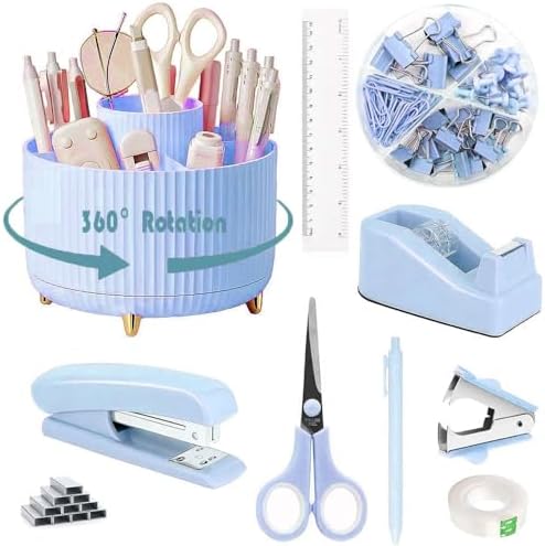 Blue Desk Organizers and Accessories 10Pcs Set