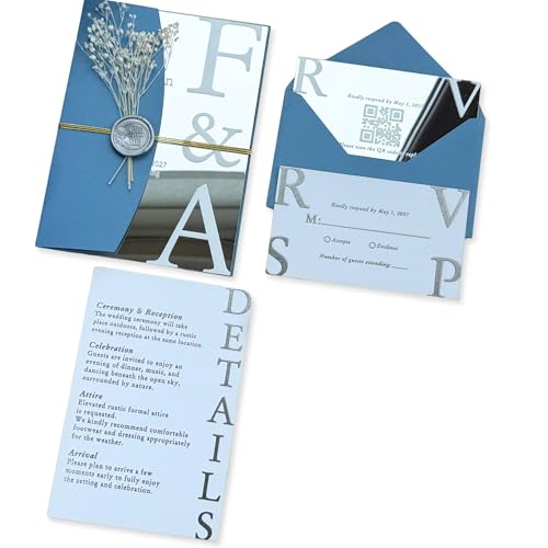 aydan's unique finds Romantic Frosted Acrylic Wedding Invitation with Gold Foil Lettering, Easy Customize | Bridal Stationery Set in Gold, Silver, Clear and Frosted