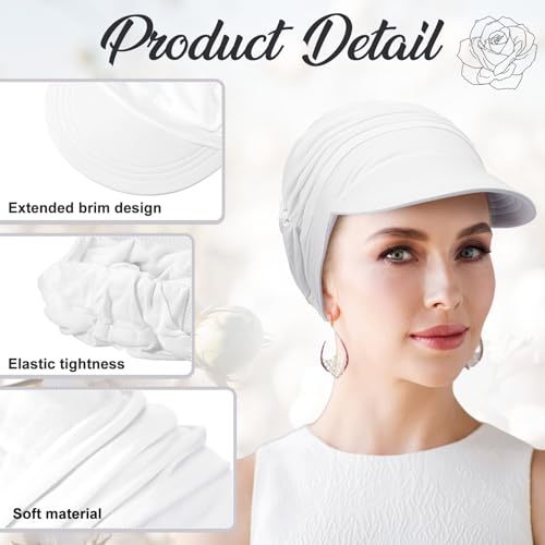 Image of 6 Pcs Chemo Cancer Hat for Women Breathable Bamboo Newsboy Baseball Cap Soft Headwear for Cancer Patient Hair Loss