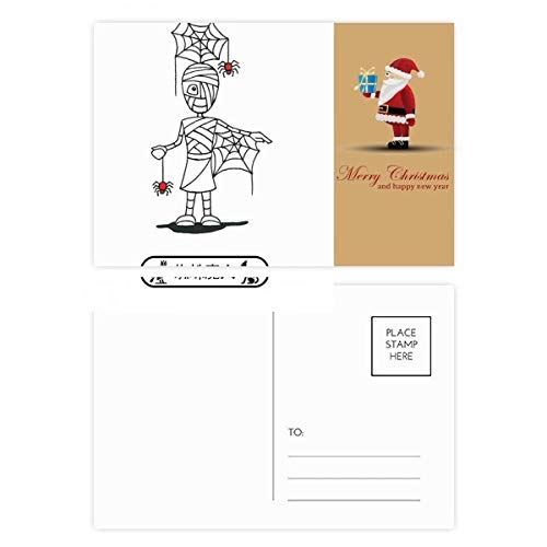 Cartes postales Halloween Père Noël et Horus pour vœux de fin d'année