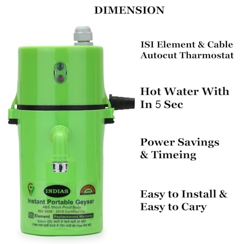 Image of (15 Year Warranty) Instant Water Heater for Bathroom and Kitchen Copper Coil Fast Heating Technology Durable ABS Outer Body Auto Shut Off Safety Feature Portable Electric Heater- Orange