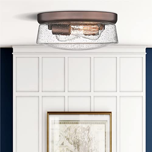 Hopejoy Flush Mount Ceiling Light Fixtures, 12 Inch 2-Light Hallway Light Fixtures Ceiling, Flush Mount Lighting Fixture, Oil-Rubbed Bronze Finish With Seeded Glass, C601-Orb #TOP6