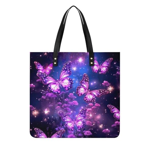 Sac à main tendance pour femme violet imprimé papillon mignon
