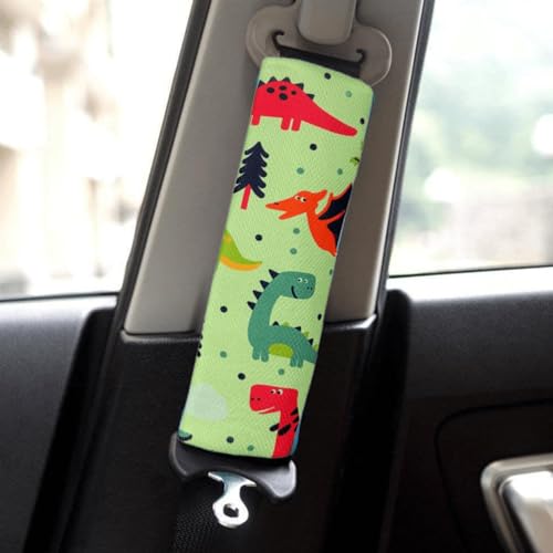 Image of Baby Seat Belt Strap Cover, 2 Pcs Kids Car Seat Belt Cushions Pads, Shoulder Strap Protectors for Girls Boys (Dinosaur 11A)