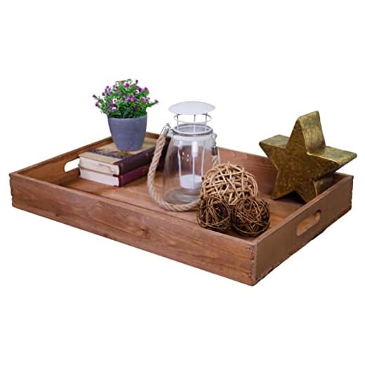 Serviertablett aus Holz 60x40x8cm Holztablett Frühstückstablett Dekotablett Tragetablett Präsentiertablett Bedientablett Servierunterlage Betttablett