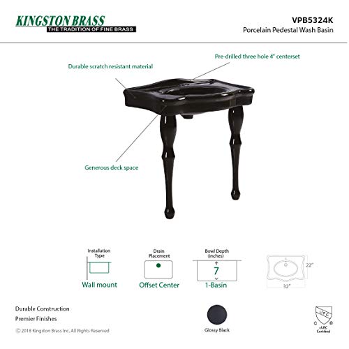 Kingston Brass Vpb5324K Imperial Console Sink, 33-1/2" (L) X 31-7/8" (W) X 21-1/4" (H), Black #TOP2