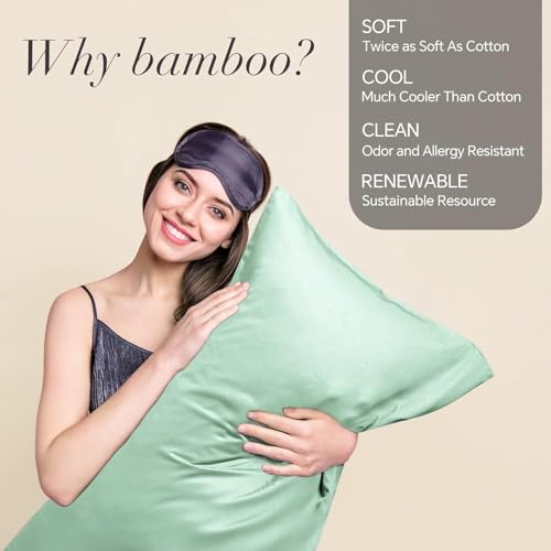 Image of BEDELITE King Pillow Cases Set of 2, Rayon Derived from Bamboo, Mint Green | Cooling and Breathable Pillow Cover for Hot Sleepers & Night Sweats, Silky Soft Cozy, Envelope Closure, 20x36 Inches