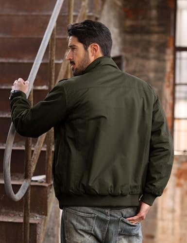 Image of TACVASEN Men's Lightweight Military Cotton Jacket Casual Windbreaker Coat | with zipper and hidden snap,stand collar,multi pockets,tactical m65 field cargo outerwear for winter & fall,utility windproof
