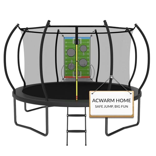 ACWARMHOME Trampoline Outdoor 16FT 15FT 14FT 12FT 10FT 8FT with Enclosure, Non-Slip Ladder & Anti-Rust Coated Frame, Backyard Large Recreational Trampolines with Net for Kids & Adults, ASTM Approved