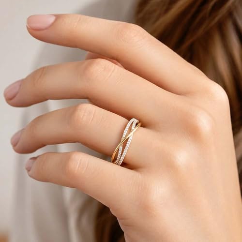 Image of Miss Highness 925 Pure Silver Crossover Eternity Ring for Women | Elegant Adjustable Design | Silver Jewellery With Authenticity Certificate | Gift for Girlfriend Wife | Casual Wear Ring,(MHN-R-125-N