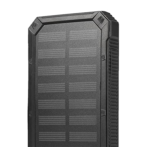 Caricabatteria Solare Power Bank 20000mAh Caricabatteria di Backup Esterno Portatile Impermeabile Costruito in Doppia Torcia USB per Tutti i Telefoni Cellulari, Tablet e Dispositivi Elettronici(Nero)