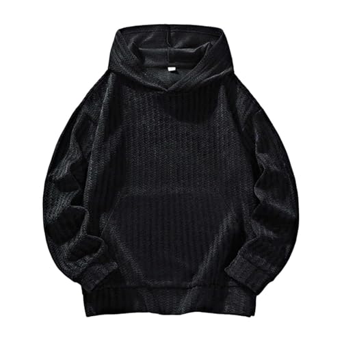 Men Striped Sweatshirt Long Sleeve Pullover Hoodie Trendy Loose Fit Casual Streetwear Hooded Top with Pocket