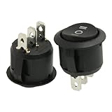 uxcell 2 x AC 6A/250V 10A/125V 3 Pin SPDT ON/OFF/ON 3 Position Round Boat Rocker Switch