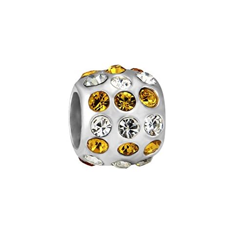 Quiges 925 Sterling Silver Yellow Topaz Charm Cover