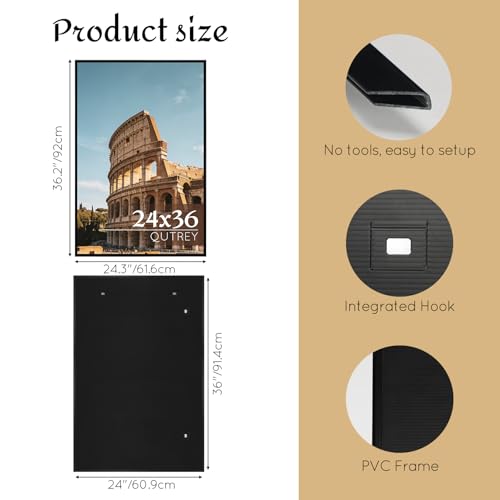 Image of QUTREY 24x36 Poster Frames 3 Packs, Black Frames 24x36 for Wall Gallery, Display 24 by 36 Posters, Photos & Art Prints Vertically or Horizontally