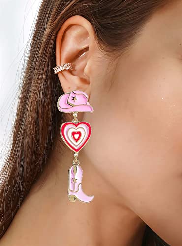 Moepapa Enamel Western Cowgirl Boot Earrings Cowgboy Dangle Drop Hat Earrings For Women Girls #TOP1