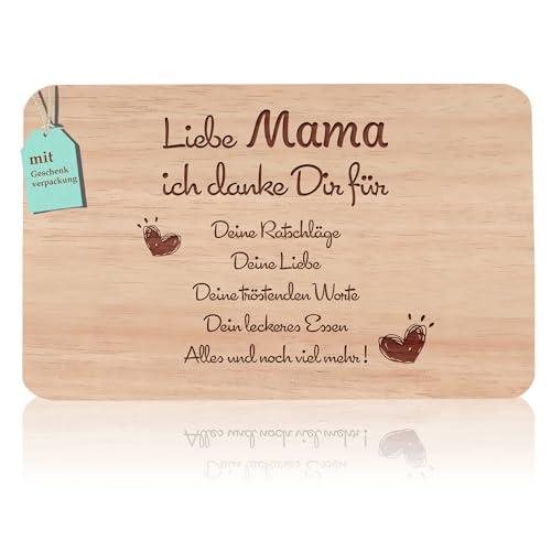 Frühstücksbrettchen mama geschenke | Brotzeitbrett mit Gravur | Mutter Geschenke Buchenholz | Geschenkidee ideal für Muttertag Geburtstags Weihnachten
