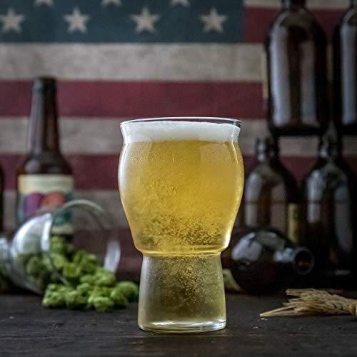 Beer Glasses - Nucleated Pint Glass - The Muffin Top Glass for Better Tasting Craft Beer & Cider - Tulip Shape and Nucleation for Enhanced Taste and Aroma for Ultimate IPAs (Muffin Top Logo 4-Pack)