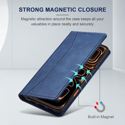 Image of Jasonyu Flip Wallet Case for iPhone 18 Pro Max /17 Pro Max,Blue