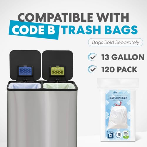 SIMPLI-Magic-21-Gallon-80L-Dual-Compartment-Kitchen-Trash-Can-Hands-Free-Step-Pedal-Soft-Close-Lid-Stainless-Steel-Recycling-Bin-with-Odor-Filter-40L-40L