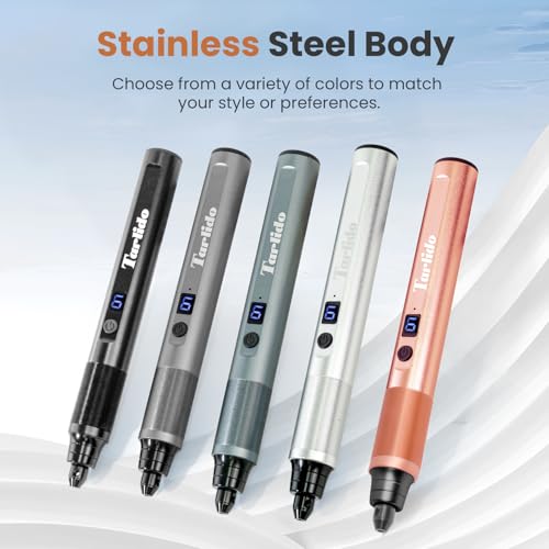 Image of Tarlido Electric Engraving Pen, Mini Cordless Rotary Tools, USB-C Rechargeable Etching Pen, 4V /1200mAh DIY Engraver Machine for Metal, Wood, Glass, Plastic,2 Stencils, Rose Gold
