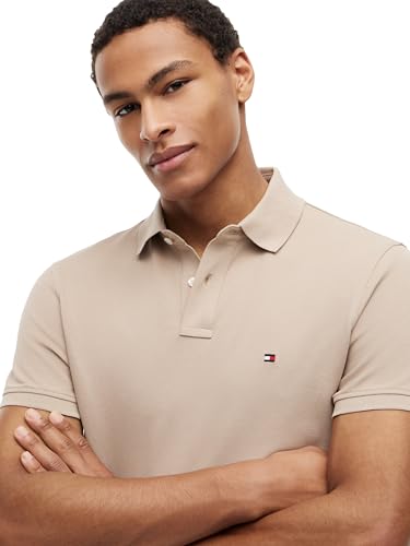 Image of Tommy Hilfiger Men's Short Sleeve Polo Shirts in Regular Fit With Stretch and Organic Pique Cotton
