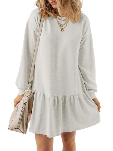 KISSMODA Womens Sweatshirt Dress Fall Long Sleeve Pullover Tops Patchwork Casual Mini Dresses2