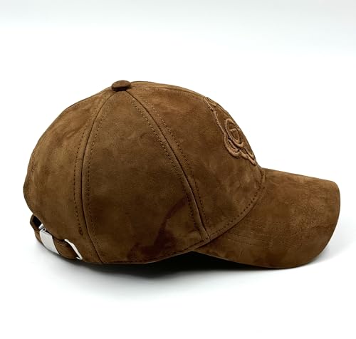 Image of Pure Leather Cap for Mens and Womens Adjustable Cap Cap Pure Suede Leather Cap