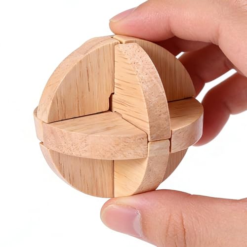 Holdes de Madera 3D | Bola de de Madera Ensamblado | Juegos de Pensamiento para Adolescentes Adultos - Para Casa, Clases, Viajes - Motricidad Fine, Concentración, Resolución
